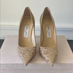 Jimmy Choo Sparkling Gold Heels